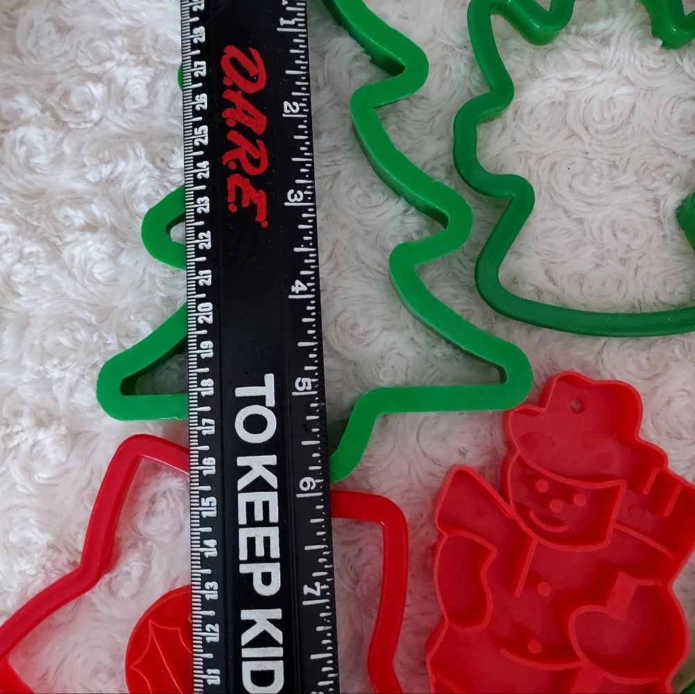 Set of Plastic Cookie cutters and stamps 10 pieces Holiday Baking Xmas